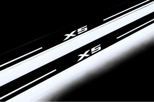 Illuminated LED Door Sill Tread Plates BMW X5 E53 1999-2006 With X5 Logo BMW Led Door Sills decoinfabric