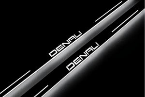 Illuminated LED Door Sill Tread Plates GMC Terrain II 2018+ With DENALI Logo GMC Led Door Sills opdesign