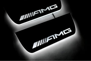 Illuminated LED Door Sill Tread Plates Mercedes ML W164 2005-2011 With AMG Logo Mercedes Led Door Sills opdesign