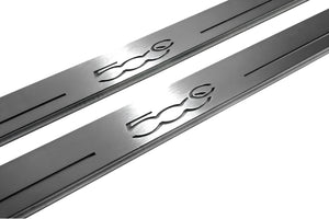 Illuminated LED Door Sill Tread Plates Fiat 500C 2009+ With 500C Logo Fiat Led Door Sills opdesign