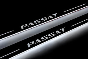 Volkswagen Passat B8 2015+ stainless steel LED door sill plates with Passat logo