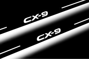 Illuminated LED Door Sill Tread Plates Mazda II 2016+ With CX-9 Logo Mazda Led Door Sills opdesign