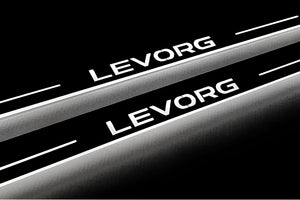 Illuminated LED Door Sill Tread Plates Subaru Levorg I 2014-2020 With Levorg Logo Subaru Led Door Sills opdesign