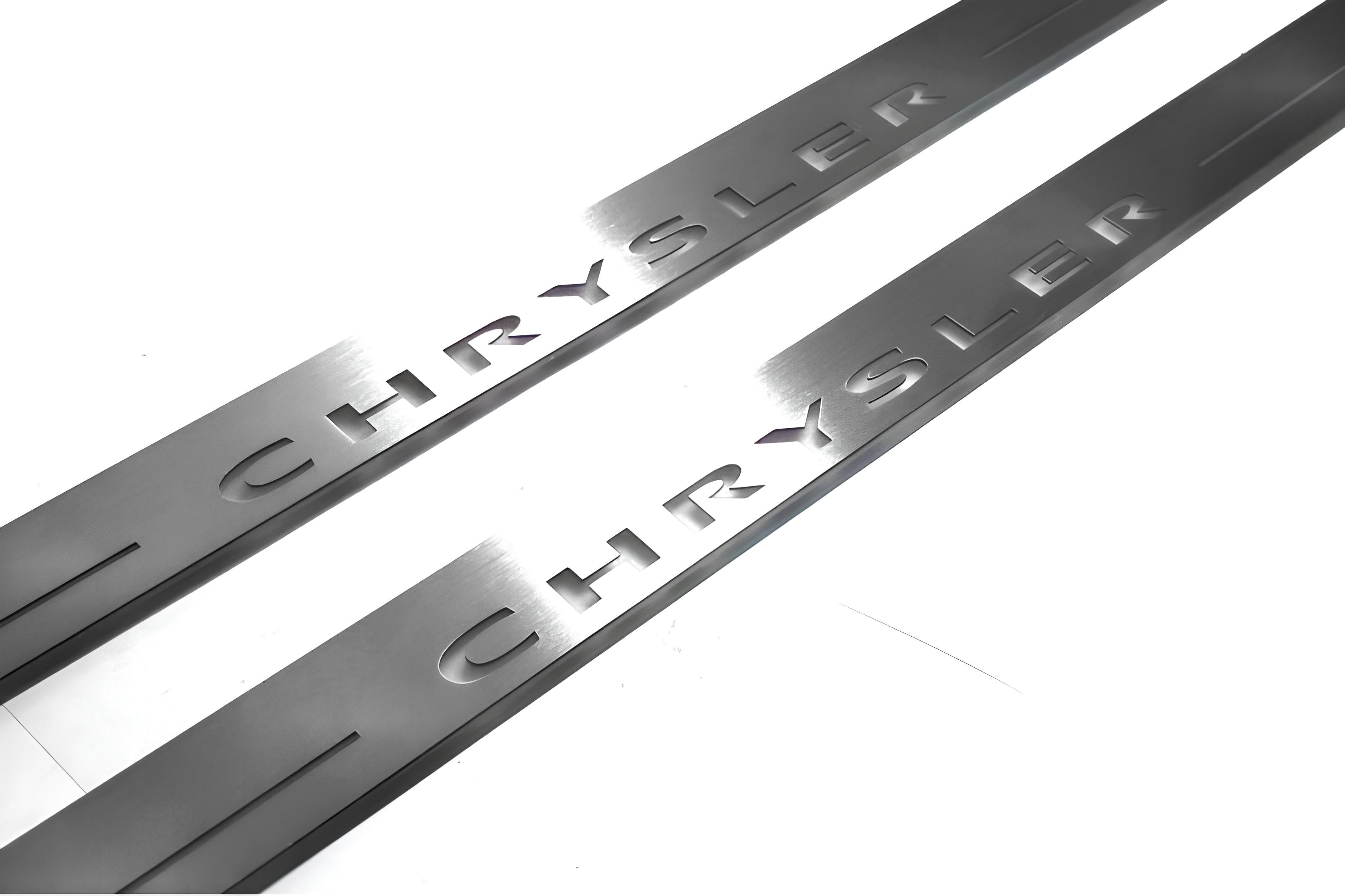 Illuminated LED Door Sill Tread Plates Chrysler 300C I 2005-2010 With Chrysler Logo Chrysler Led Door Sills opdesign