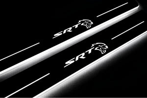 Illuminated LED Door Sill Tread Plates Dodge Durango III 2011+ With SRT Hellcat Logo Dodge Led Door Sills opdesign