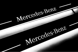 Illuminated LED Door Sill Tread Plates Mercedes E W213 2016-2023 With Mercedes-Benz Logo Mercedes Led Door Sills opdesign