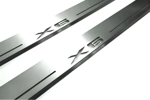 Illuminated LED Door Sill Tread Plates BMW X6 F16 2015-2019 With X6 Logo BMW Led Door Sills opdesign