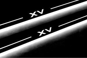 Illuminated LED Door Sill Tread Plates Subaru XV I 2011-2017 With XV Logo Subaru Led Door Sills opdesign