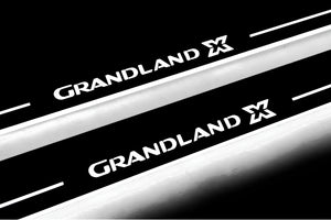 Illuminated LED Door Sill Tread Plates Opel Grandland X 2017+ With Grandland X Logo Opel Led Door Sills opdesign