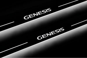 Illuminated LED Door Sill Tread Plates Hyundai Genesis Coupe 2008-2016 With Genesis Logo Hyundai Led Door Sills opdesign