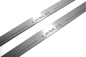 Illuminated LED Door Sill Tread Plates Lexus IS III 2013-2020 With Lexus Logo Lexus Led Door Sills opdesign