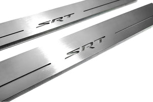 Illuminated LED Door Sill Tread Plates Jeep Grand Cherokee IV 2010-2021 With SRT Logo Jeep Led Door Sills opdesign