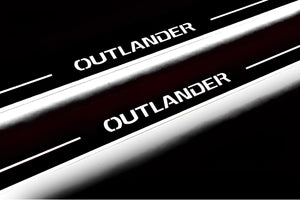 Illuminated LED Door Sill Tread Plates Mitsubishi Outlander III 2012-2021 With Outlander Logo Mitsubishi Led Door Sills opdesign