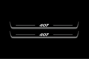 Peugeot 407 2004-2010 Car Sill LED Door Sills Illuminated Scuff 407 Logo Stainless Steel Entry Guards