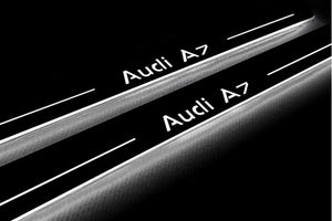 Audi A7 C7 2010-2018 LED Door Sills Illuminated Scuff Audi A7 Logo Stainless Steel Entry Guards Door Sills decoinfabric