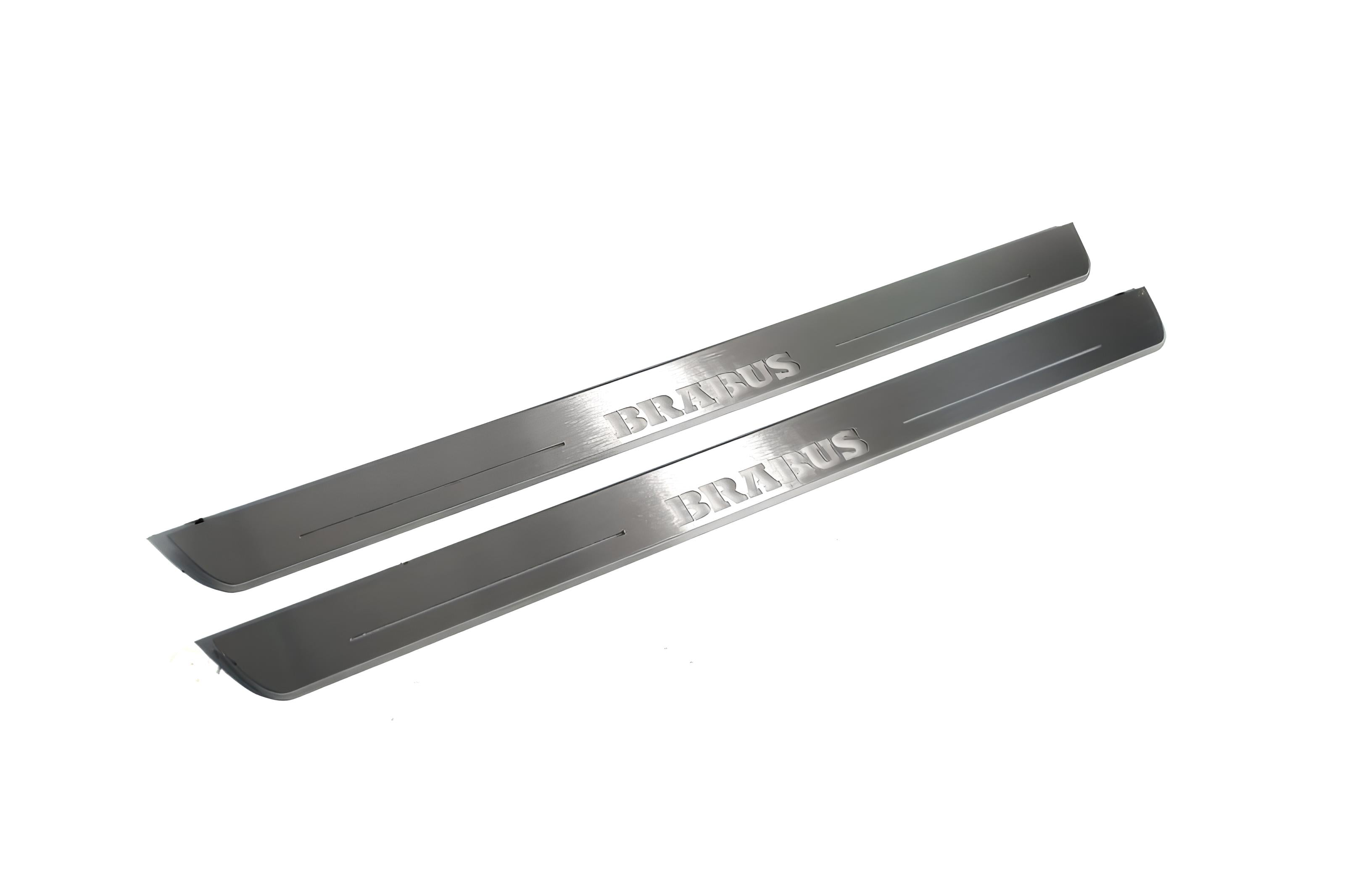 Illuminated LED Door Sill Tread Plates Smart Fortwo III 2014+ With Brabus Logo Smart Led Door Sills decoinfabric