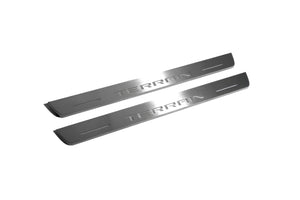 Illuminated LED Door Sill Tread Plates GMC Terrain II 2018+ With Terrain Logo GMC Led Door Sills opdesign