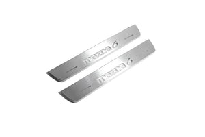 Illuminated LED Door Sill Tread Plates Mazda 6 II 2008-2012 With Mazda 6 Logo Mazda Led Door Sills opdesign