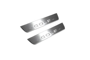 Illuminated LED Door Sill Tread Plates Volkswagen Golf VIII 2020+ With Golf Logo Volkswagen Led Door Sills opdesign
