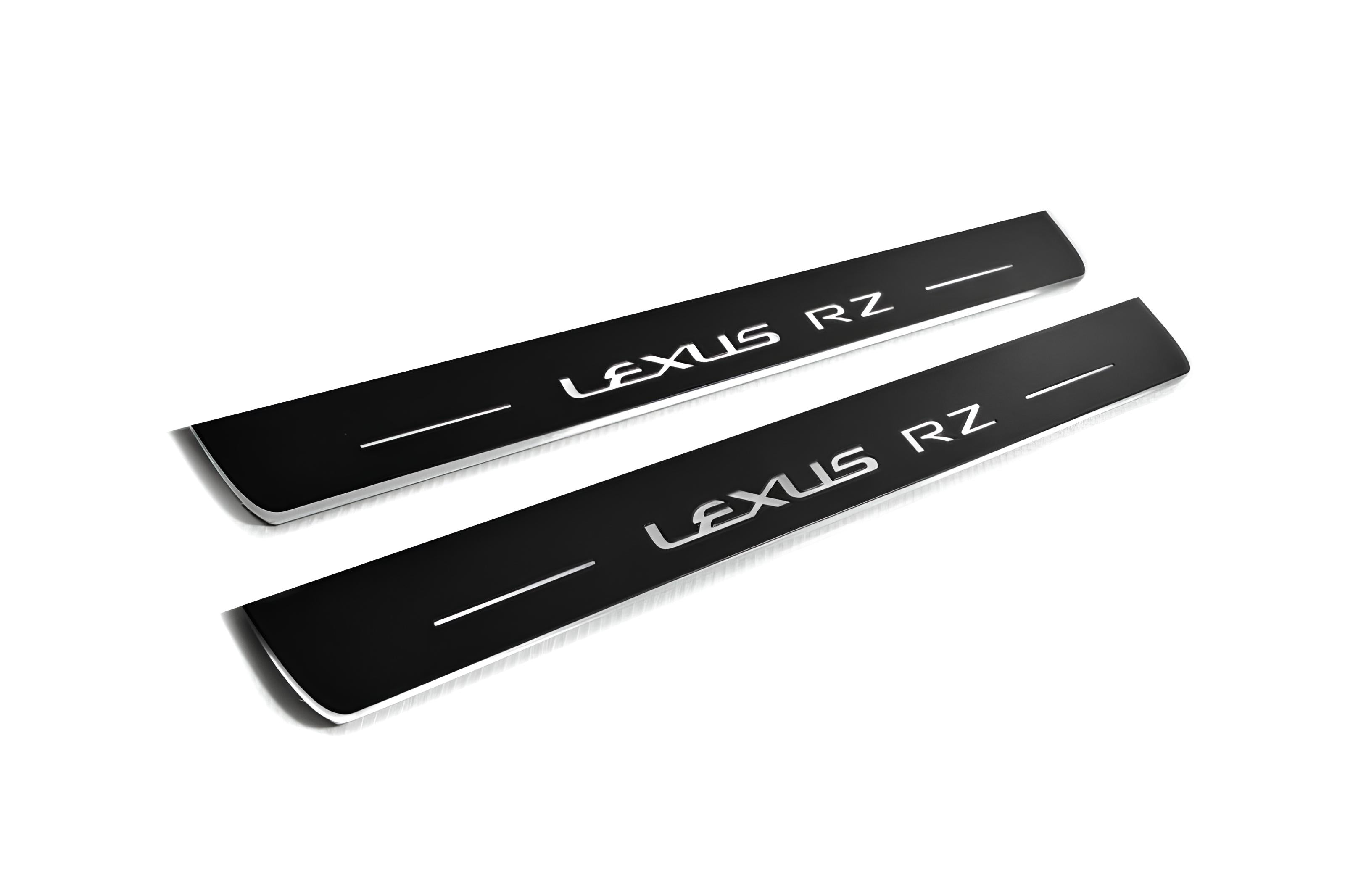Illuminated LED Door Sill Tread Plates Lexus RZ 2022+ With Lexus RZ Logo Lexus Led Door Sills decoinfabric