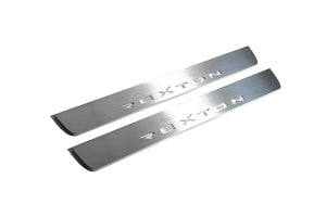 Illuminated LED Door Sill Tread Plates SsangYong Rexton II 2006-2012 With Rexton Logo SsangYong Led Door Sills opdesign