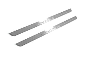 Illuminated LED Door Sill Tread Plates Range Rover Evoque I With Evoque Logo Range Rover Led Door Sills opdesign
