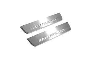 Illuminated LED Door Sill Tread Plates Mitsubishi Lancer X 2007-2017 With RalliArt Logo Mitsubishi Led Door Sills opdesign