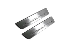 Illuminated LED Door Sill Tread Plates Range Rover III 2002-2012 With Supercharged Logo Range Rover Led Door Sills opdesign