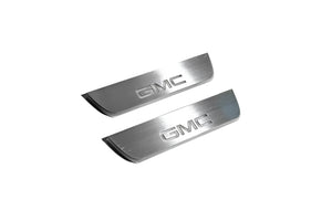 Illuminated LED Door Sill Tread Plates GMC Terrain II 2018+ With GMC DENALI Logo GMC Led Door Sills opdesign