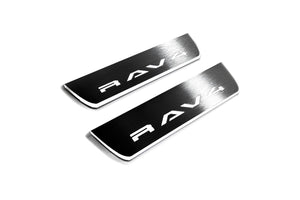 Illuminated LED Door Sill Tread Plates Toyota Rav4 VI 2025+ With Rav4 Logo Toyota Led Door Sills decoinfabric