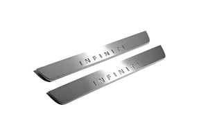 Illuminated LED Door Sill Tread Plates Infiniti QX60 I 2013-2021 With Infiniti Logo Infiniti Led Door Sills opdesign