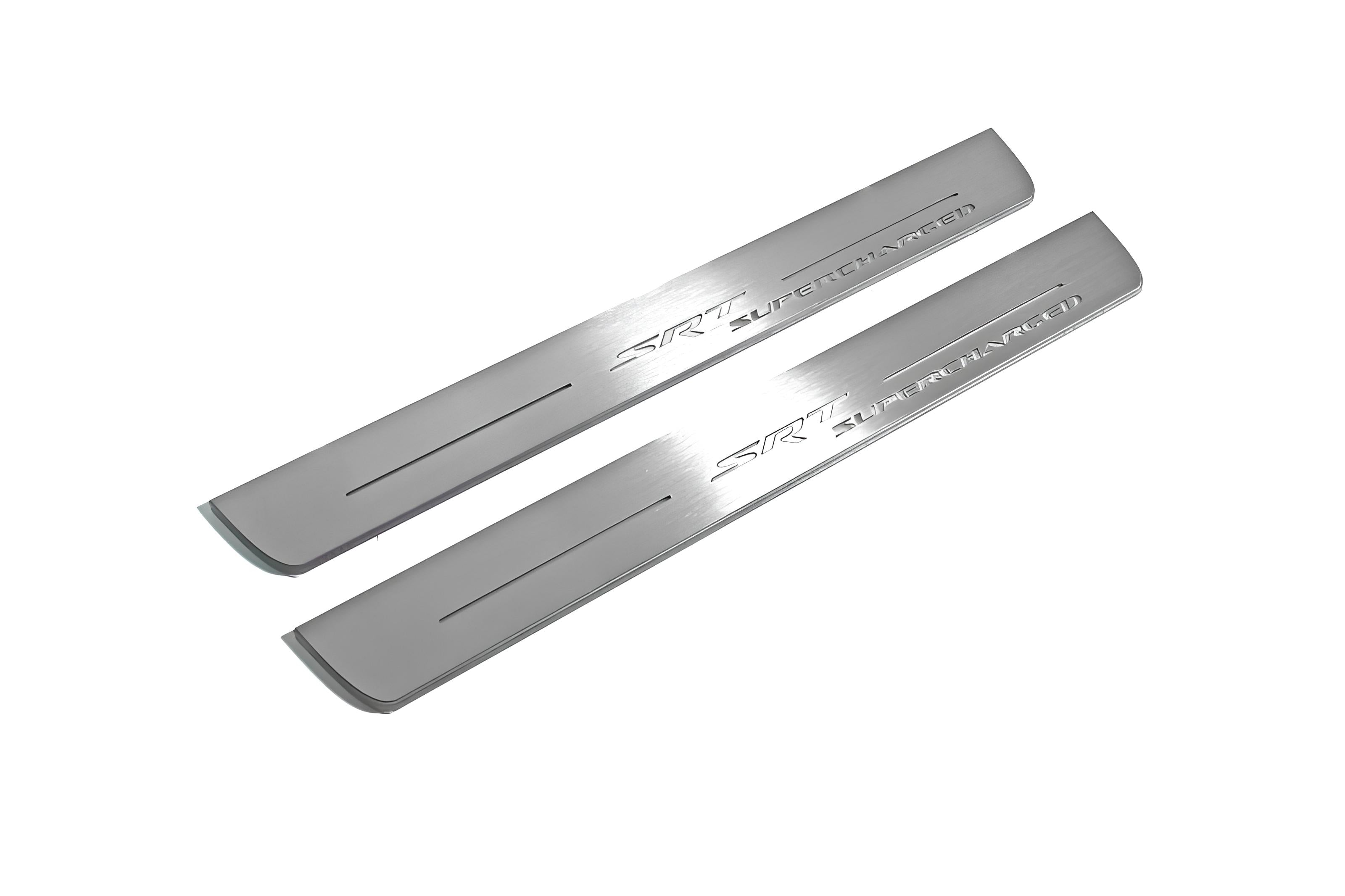 Illuminated LED Door Sill Tread Plates Jeep Grand Cherokee IV 2010-2021 With SRT Supercharged Logo Jeep Led Door Sills opdesign