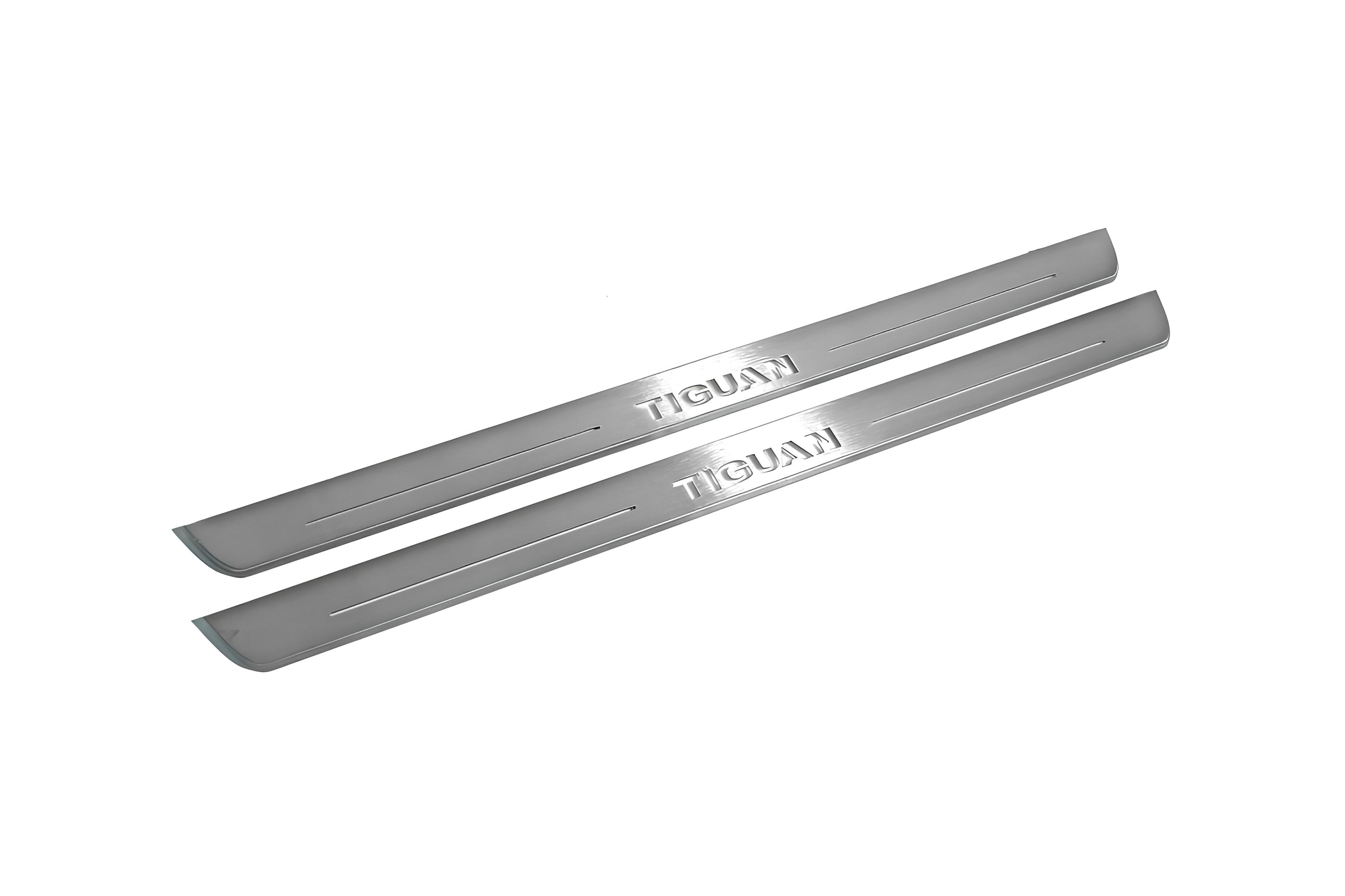 Illuminated LED Door Sill Tread Plates Volkswagen Tiguan I 2007-2016 With Tiguan Logo Volkswagen Led Door Sills opdesign