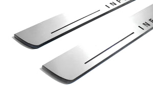 Illuminated LED Door Sill Tread Plates Infiniti Q70 2013-2019 With Infiniti Logo Infiniti Led Door Sills opdesign