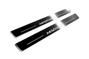 Illuminated LED Door Sill Tread Plates Mazda 6 III 2012-2024 With Mazda 6 Logo Mazda Led Door Sills opdesign