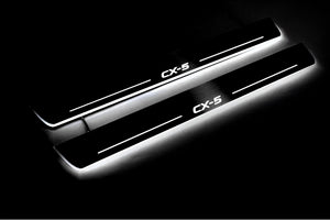 Illuminated LED Door Sill Tread Plates Mazda CX-5 II 2017+ With CX-5 Logo Mazda Led Door Sills opdesign