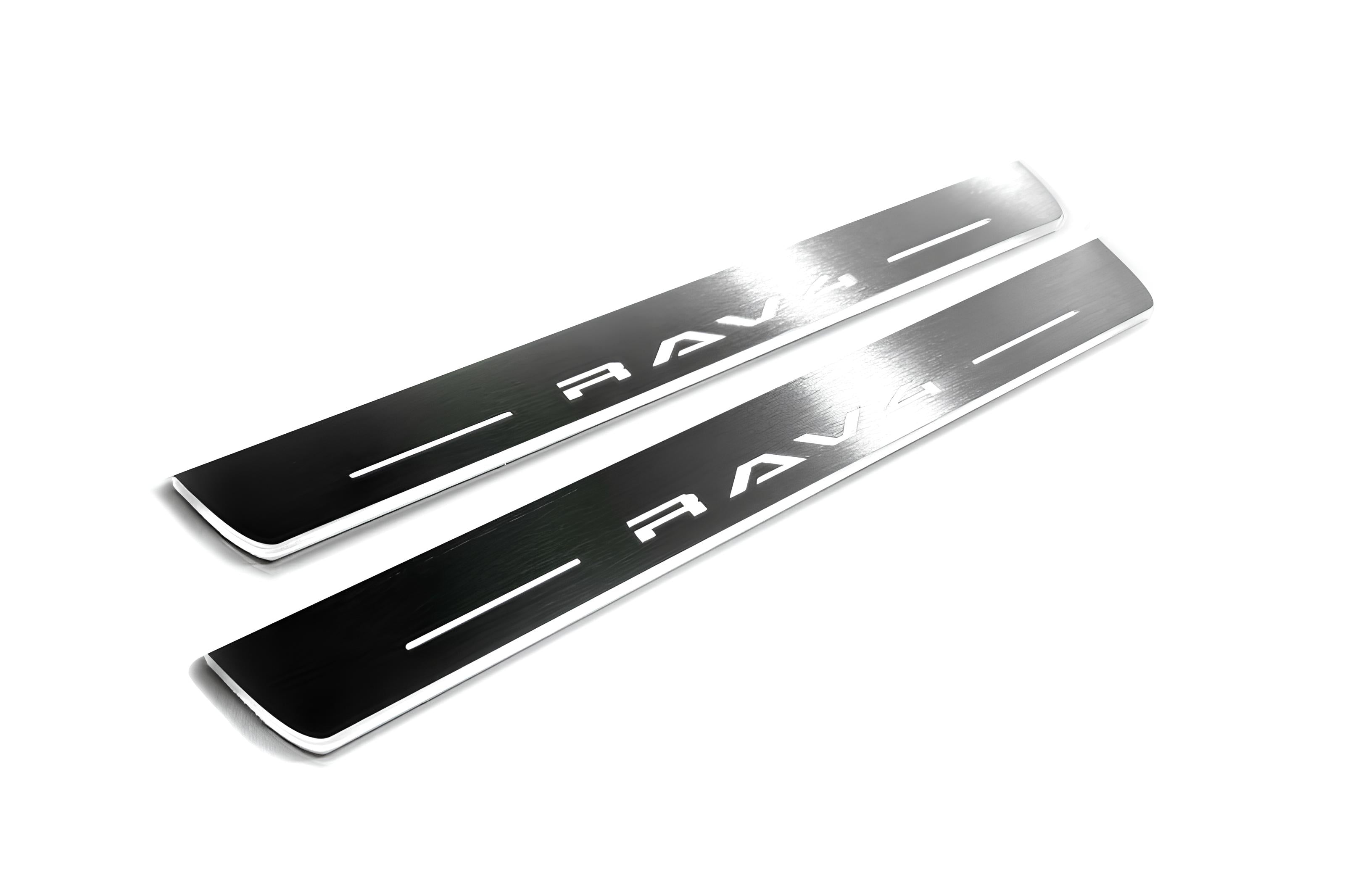 Illuminated LED Door Sill Tread Plates Toyota Rav4 VI 2025+ With Rav4 Logo Toyota Led Door Sills decoinfabric
