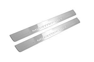 Illuminated LED Door Sill Tread Plates Ford Mustang VI 2015-2023 With Mustang GT Logo Ford Led Door Sills opdesign