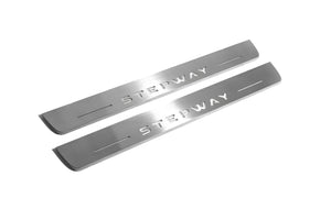 Illuminated LED Door Sill Tread Plates Renault Sandero Stepway II 2013+ With Stepway Logo Renault Led Door Sills opdesign