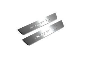 Illuminated LED Door Sill Tread Plates Dodge Durango III 2011+ With SRT Hellcat Logo Dodge Led Door Sills opdesign