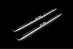 Illuminated LED Door Sill Tread Plates BMW X6 F16 2015-2019 With X6 Logo BMW Led Door Sills opdesign