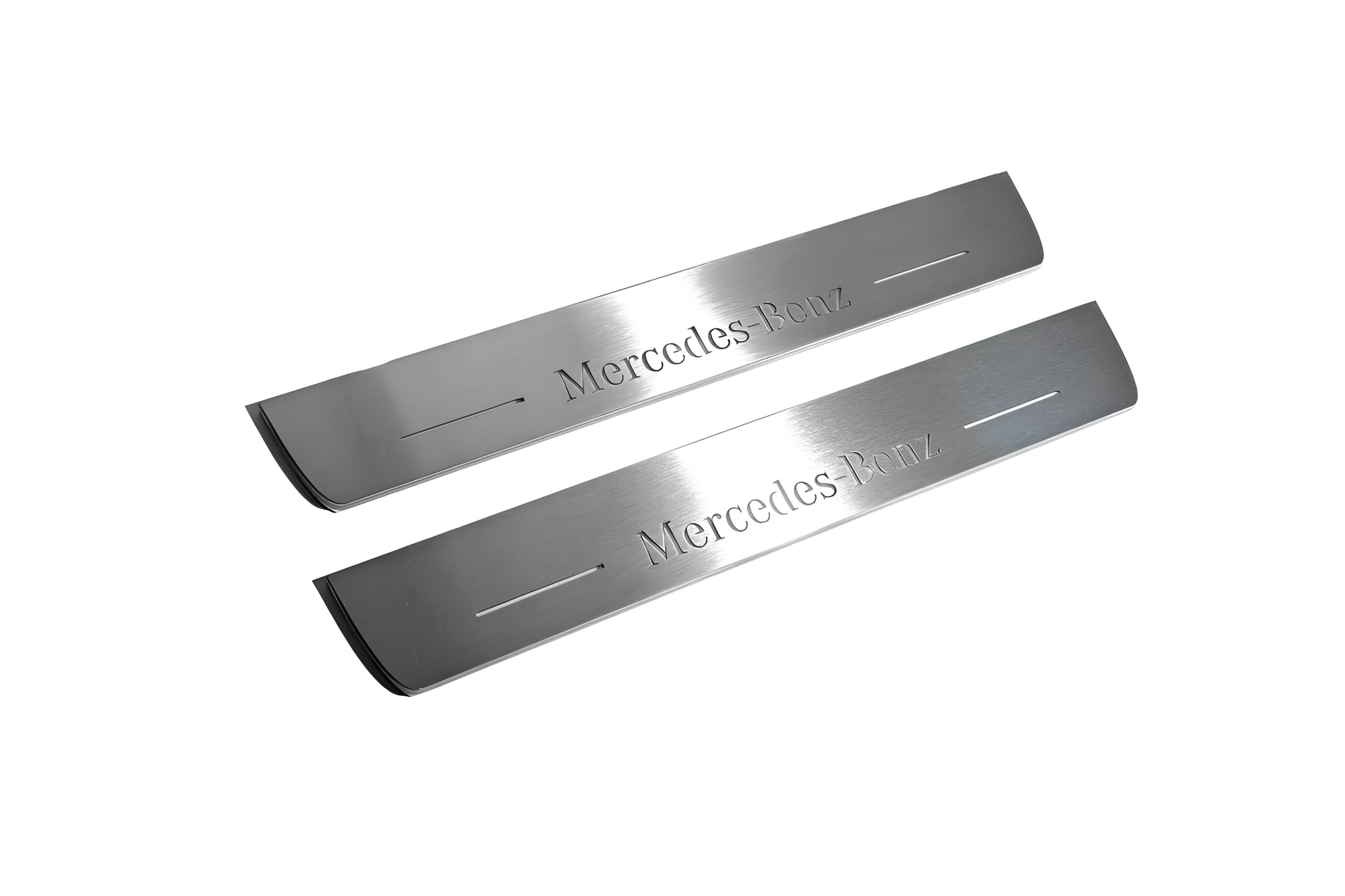 Illuminated LED Door Sill Tread Plates Mercedes E W213 2016-2023 With Mercedes-Benz Logo Mercedes Led Door Sills opdesign