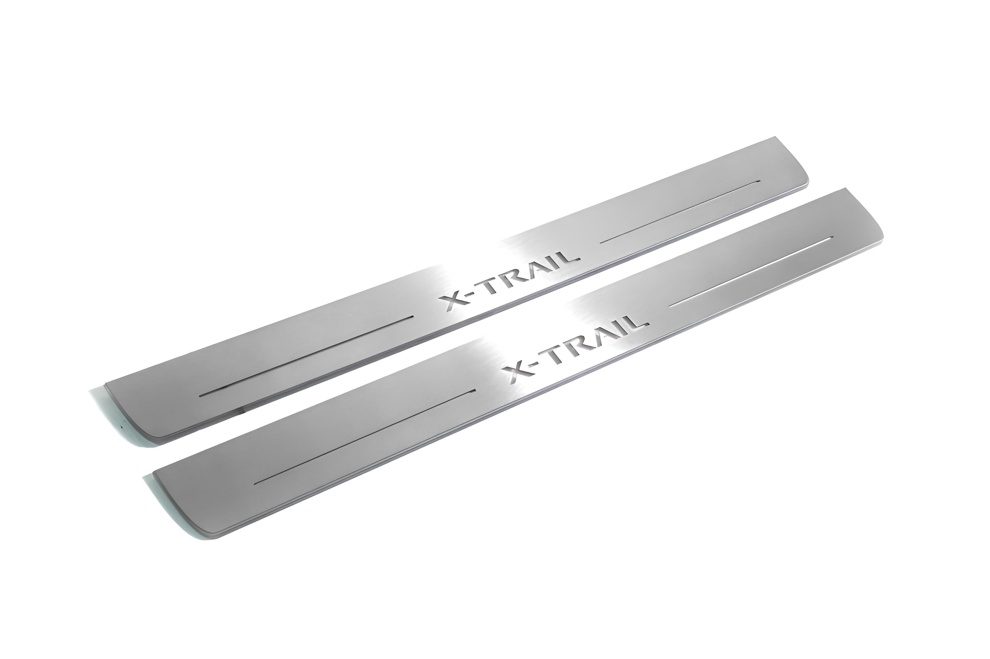 Illuminated LED Door Sill Tread Plates Nissan X-Trail T32 2014+ With X-Trail Logo Nissan Led Door Sills opdesign