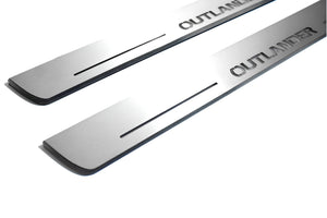 Illuminated LED Door Sill Tread Plates Mitsubishi Outlander II 2007-2012 With Outlander Logo Mitsubishi Led Door Sills opdesign