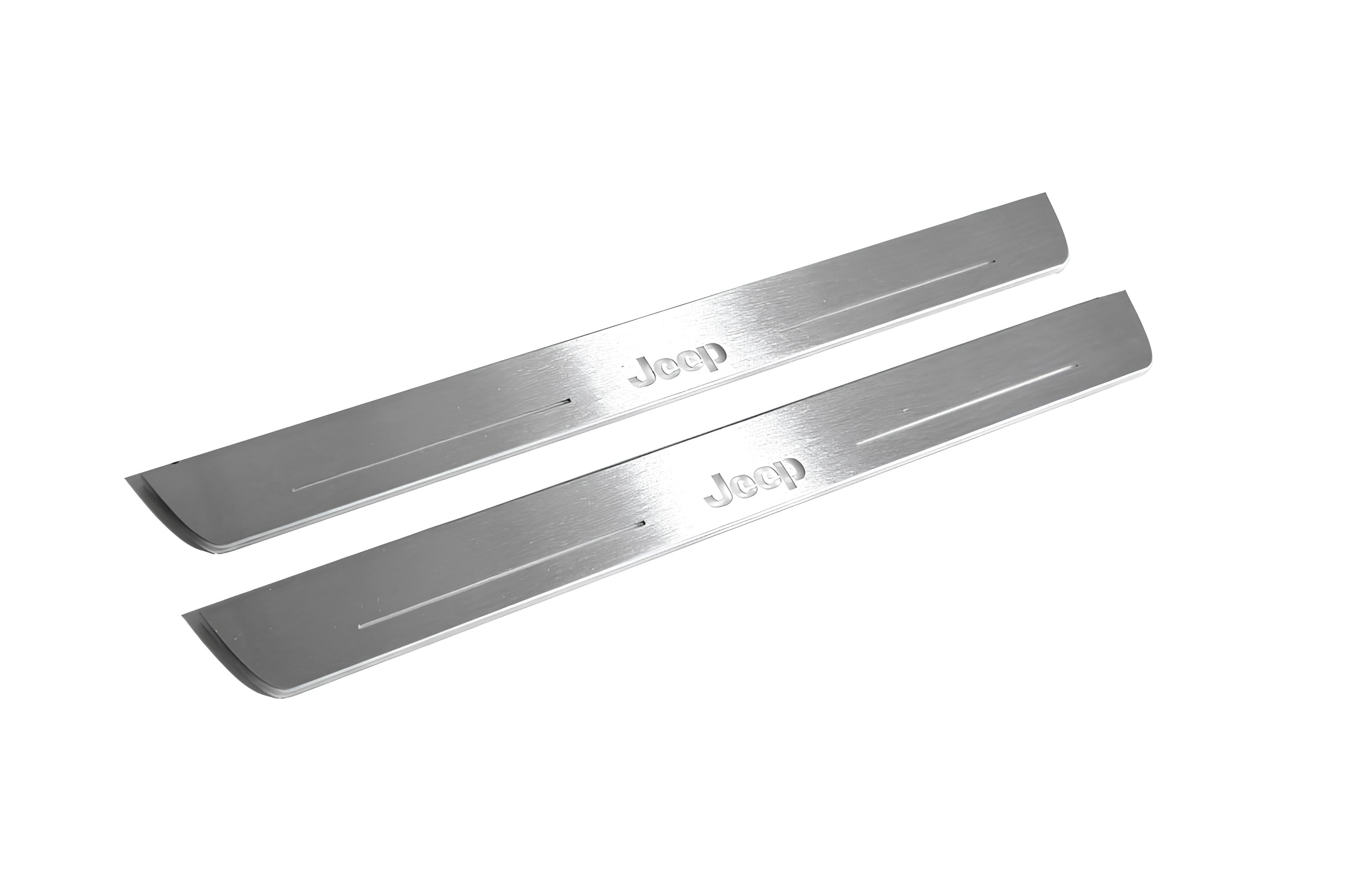 Illuminated LED Door Sill Tread Plates Jeep Cherokee KL 2014-2023 With Jeep Logo Jeep Led Door Sills opdesign