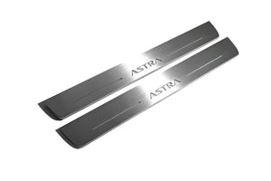Illuminated LED Door Sill Tread Plates Opel Astra J 2009-2015 With Astra Logo Opel Led Door Sills opdesign