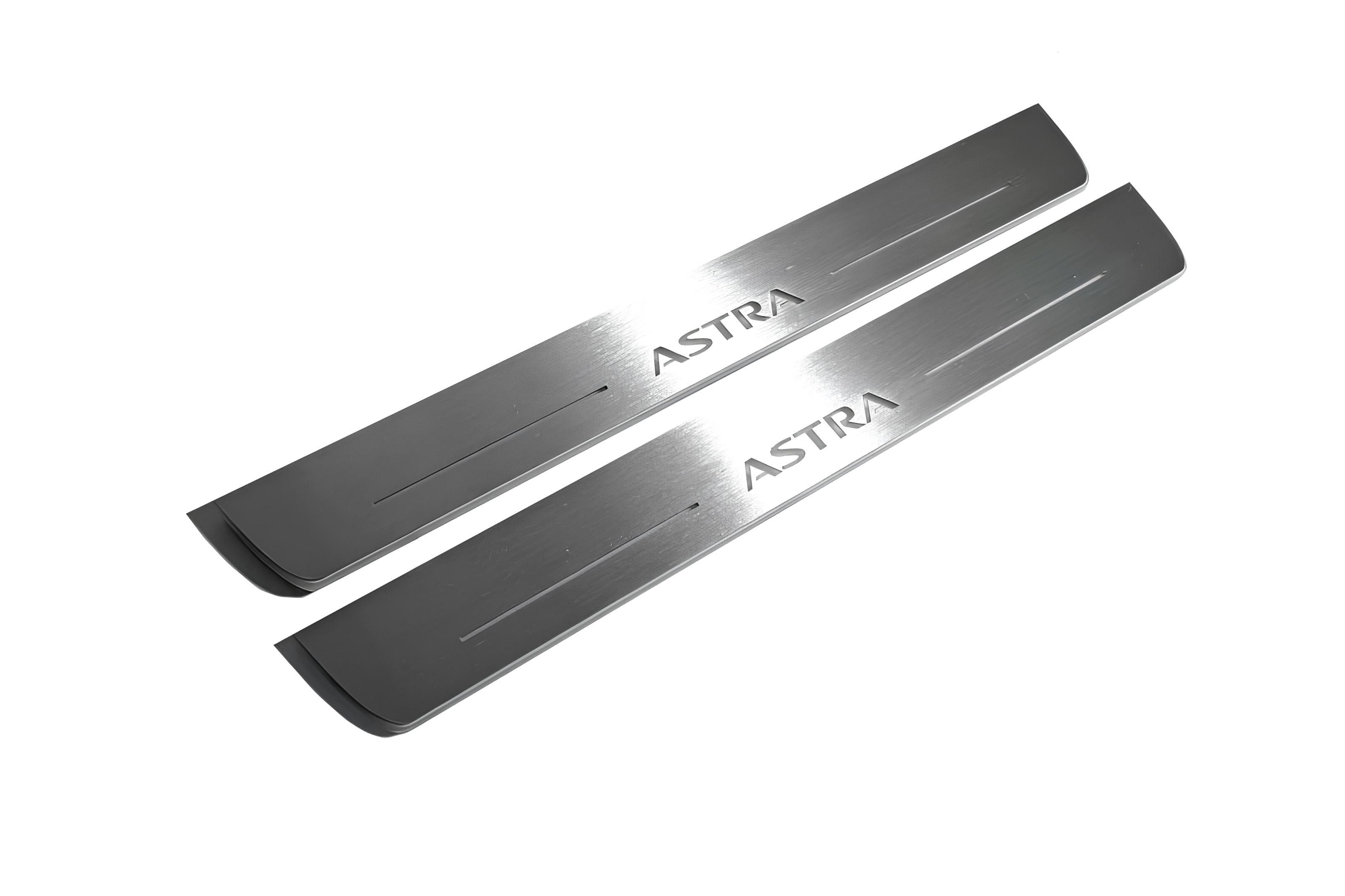 Illuminated LED Door Sill Tread Plates Opel Astra J 2009-2015 With Astra Logo Opel Led Door Sills opdesign