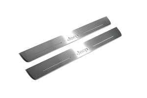 Illuminated LED Door Sill Tread Plates Jeep Grand Cherokee IV 2010-2021 With Jeep Logo Jeep Led Door Sills opdesign