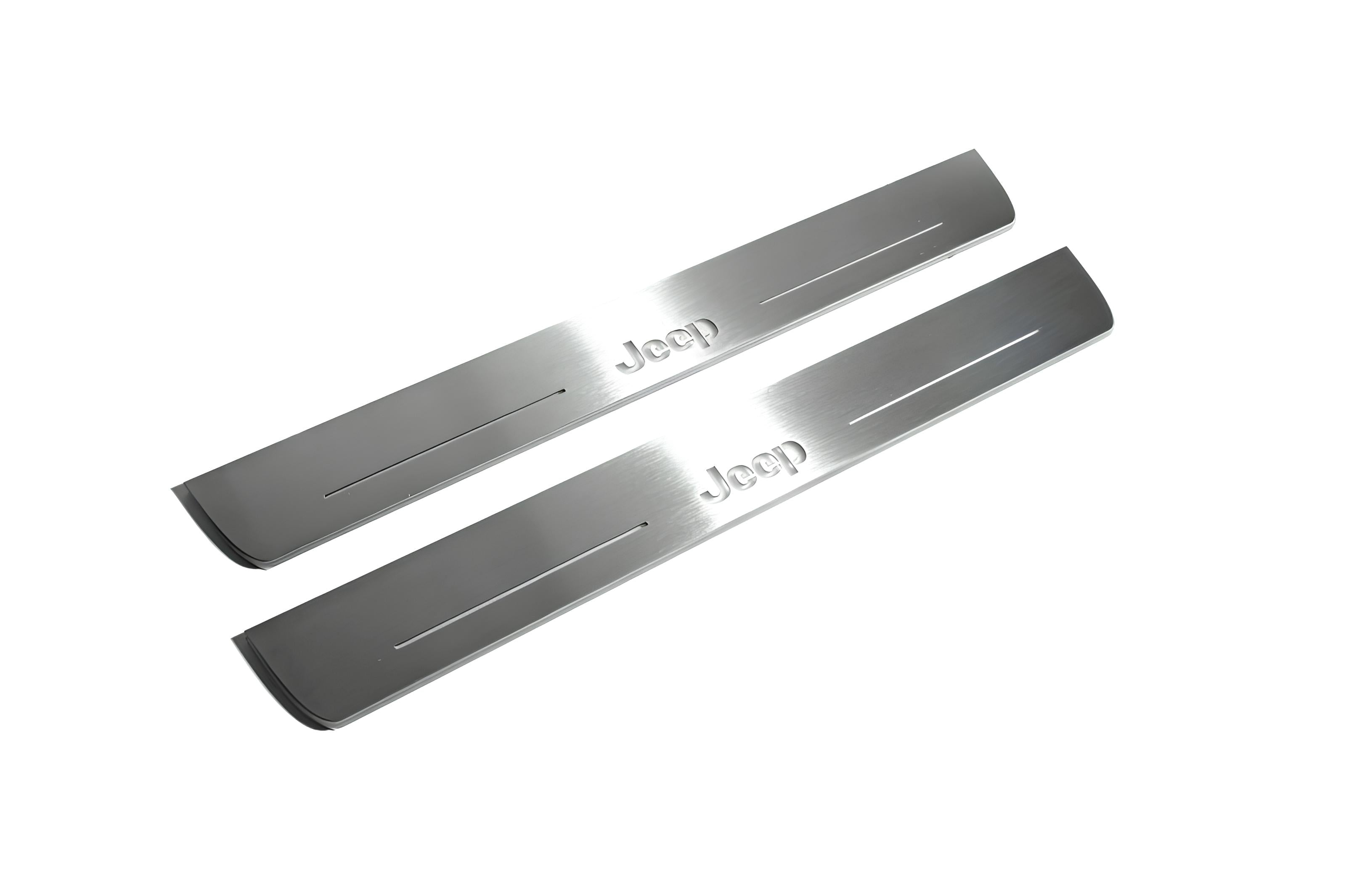 Illuminated LED Door Sill Tread Plates Jeep Grand Cherokee IV 2010-2021 With Jeep Logo Jeep Led Door Sills opdesign