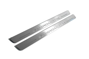 Illuminated LED Door Sill Tread Plates Range Rover III 2002-2012 With Supercharged Logo Range Rover Led Door Sills opdesign